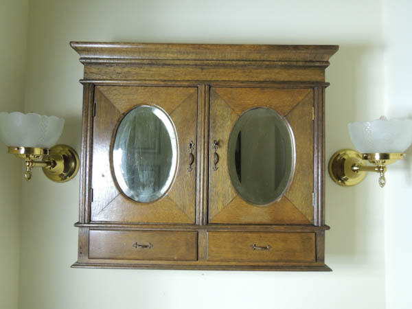 Handsome Walnut Bathroom Wall Cabinet Ebth
