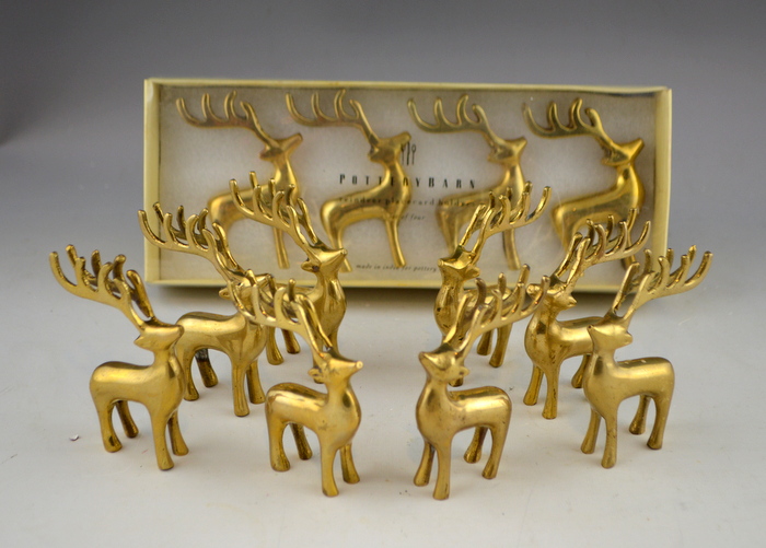 Set Of 12 Pottery Barn Reindeer Place Card Holders Ebth