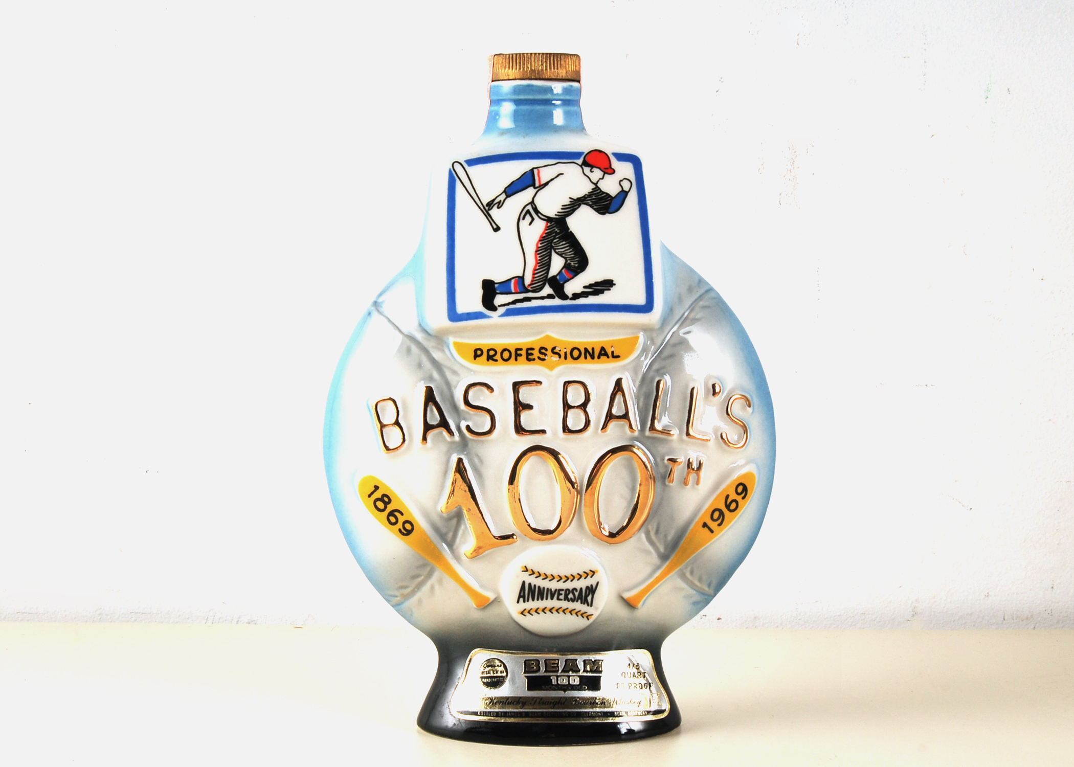 1969 Sealed Jim Beam Professional Baseball's "100" Years Whiskey