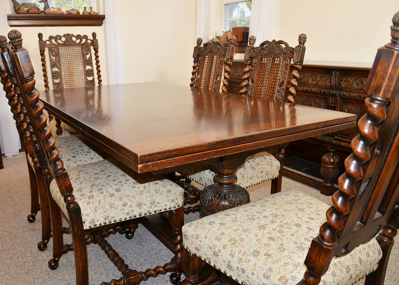 jacobean oak dining room set