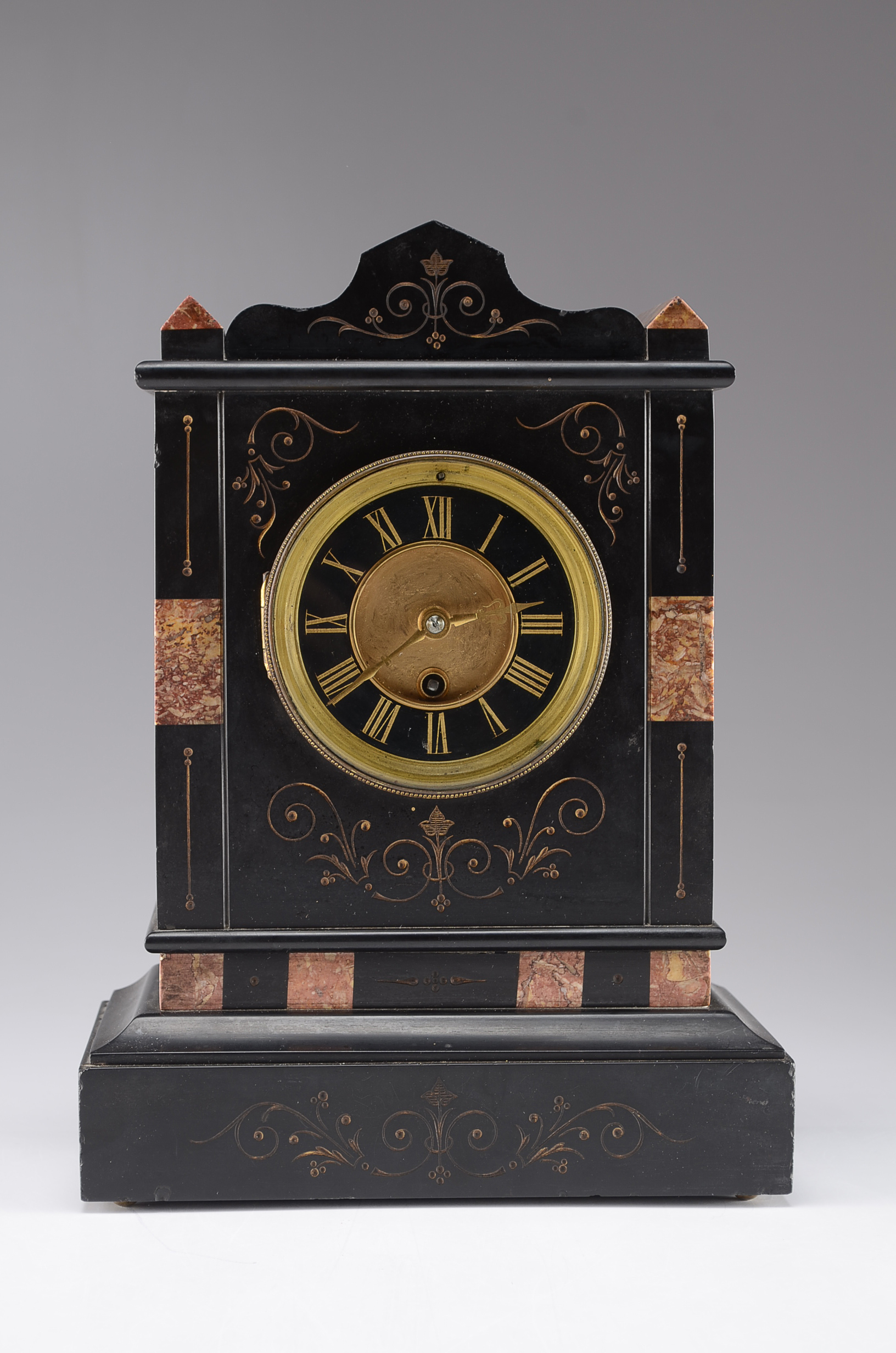 Antique Black Marble Mantel Clock EBTH