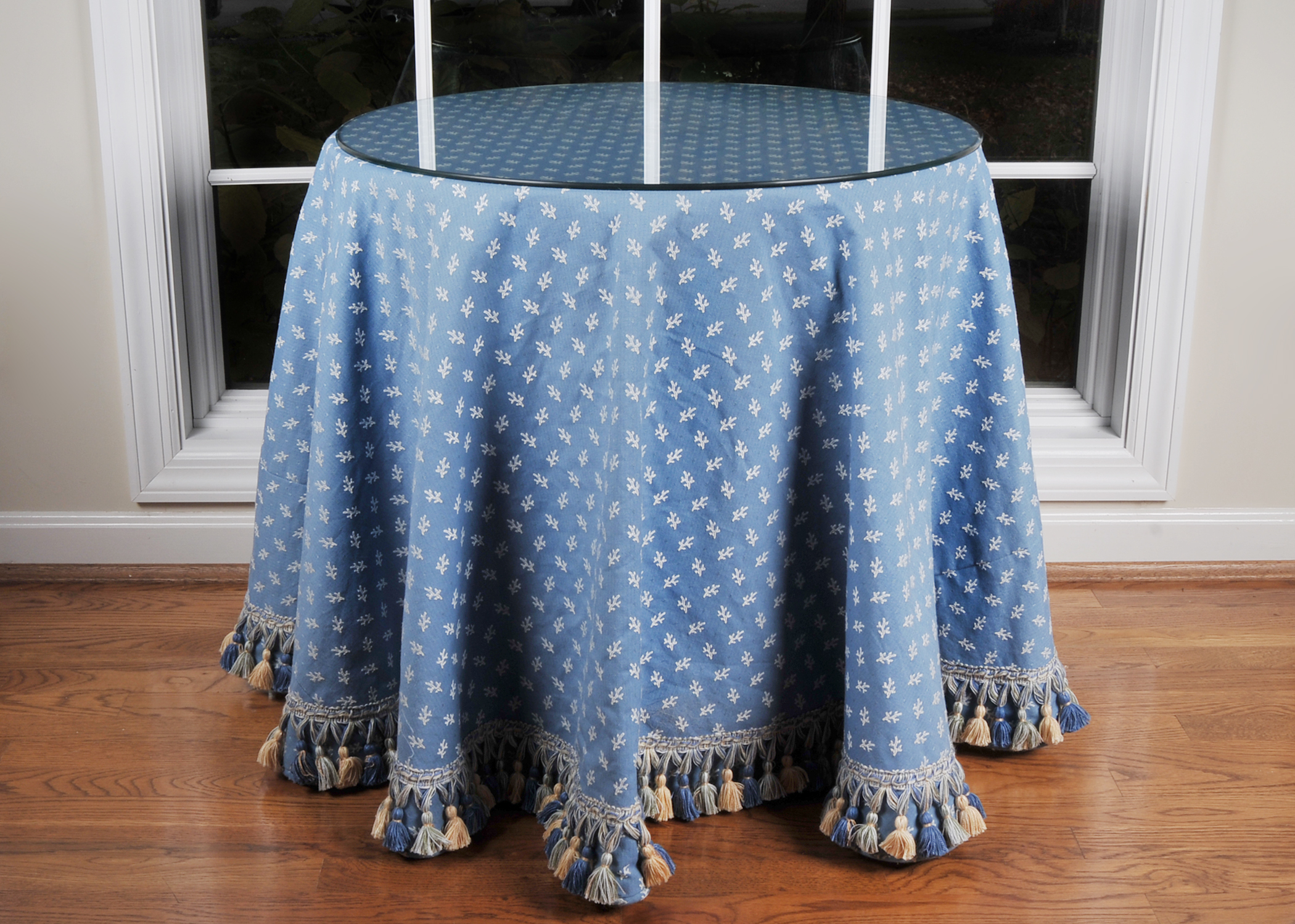 Round Particle Board Side Table with Custom Cover EBTH