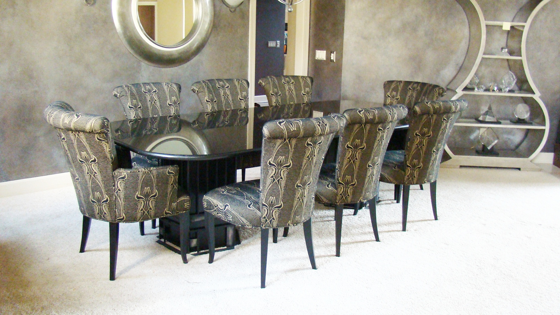 Nancy Paul Custom Absolute Black Granite Dining Table and Norwalk