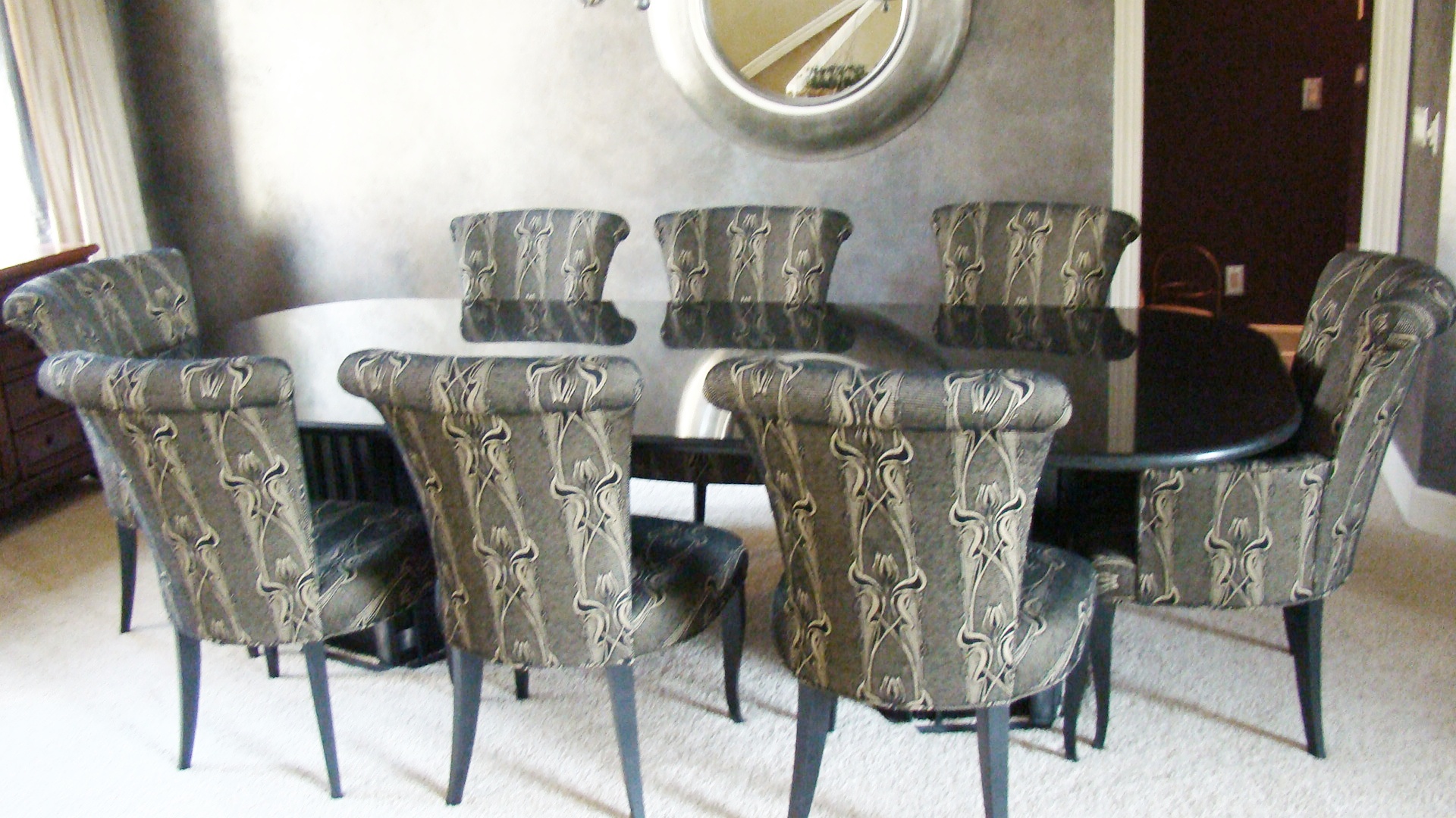 Nancy Paul Custom Absolute Black Granite Dining Table and Norwalk