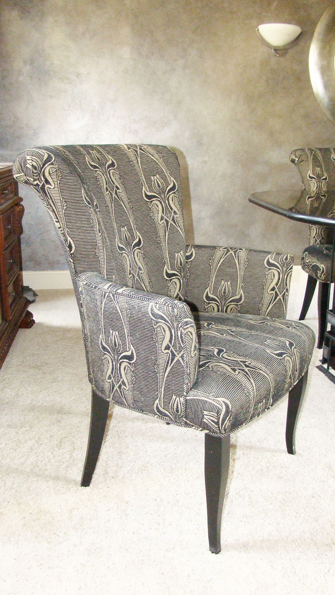 Nancy Paul Custom Absolute Black Granite Dining Table and Norwalk