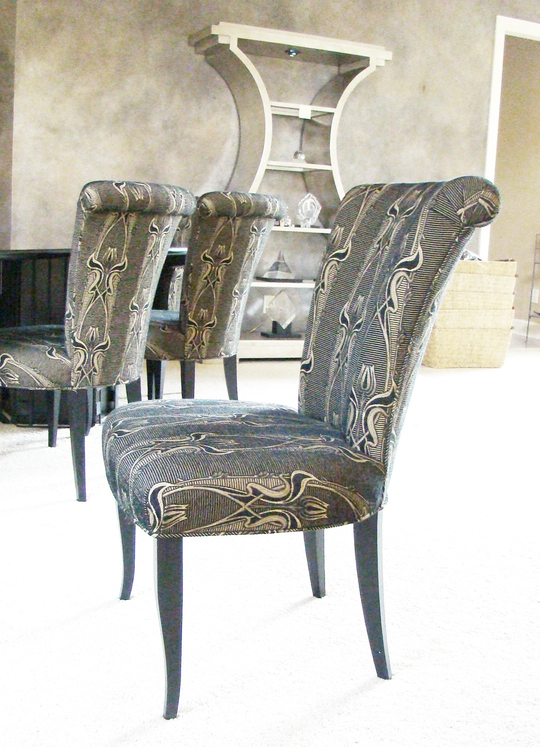 Nancy Paul Custom Absolute Black Granite Dining Table and Norwalk