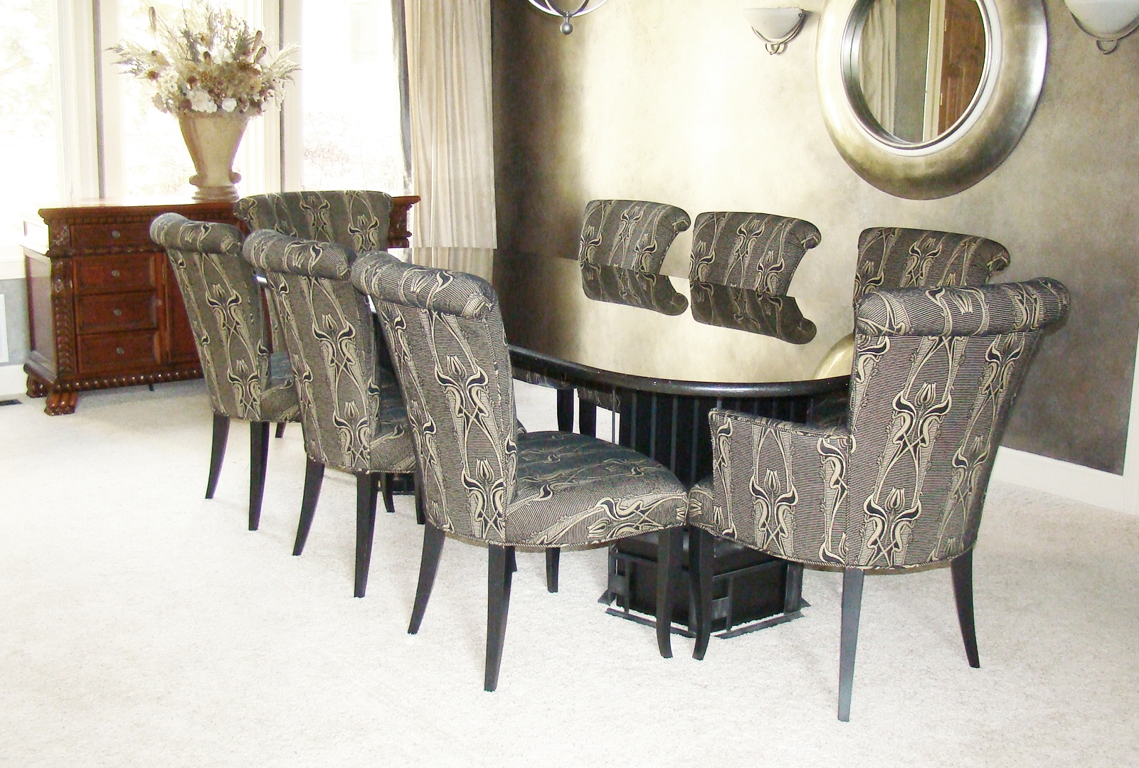 Nancy Paul Custom Absolute Black Granite Dining Table and Norwalk