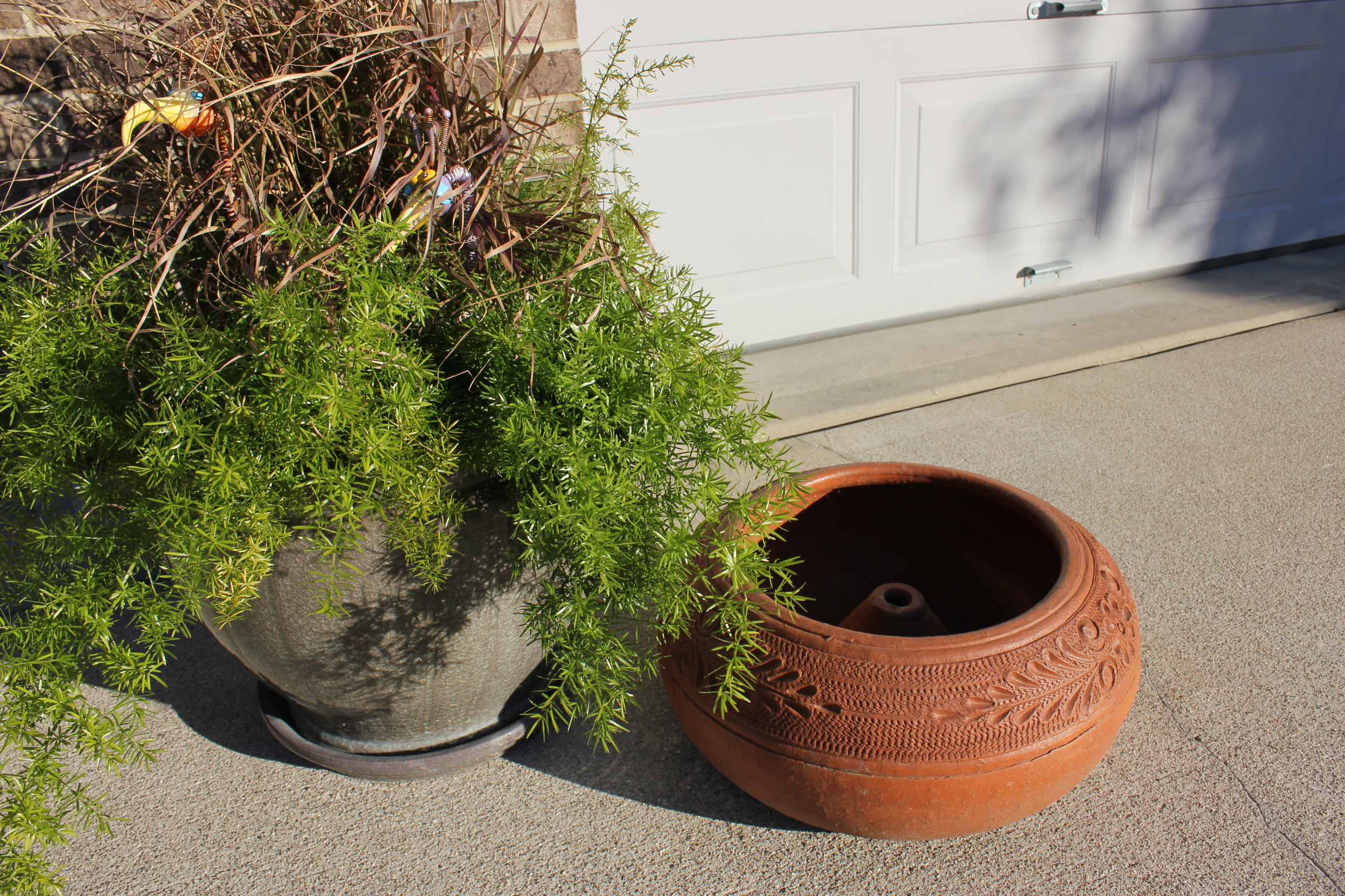Glazed Ceramic Planter & Terra Cotta Garden Hose Pot EBTH