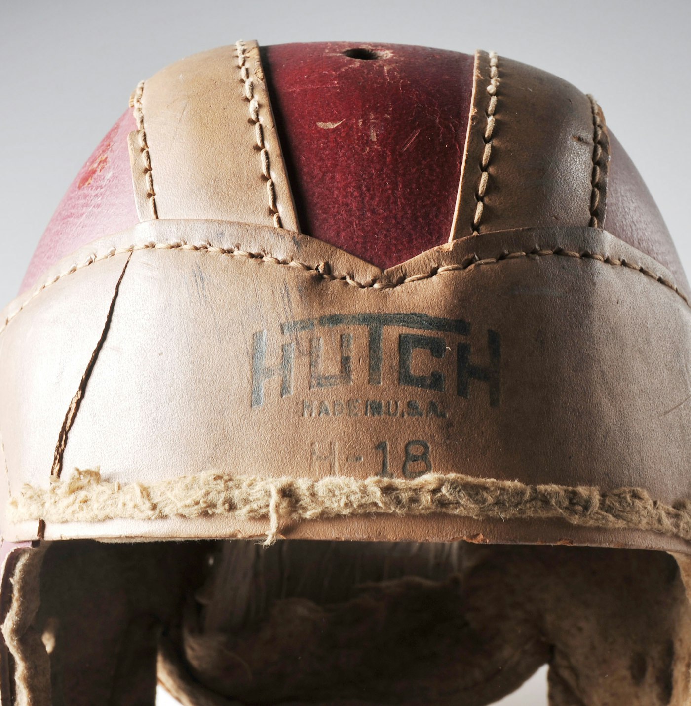 1930s/40s Hutch Leather & Composition Football Helmet | EBTH