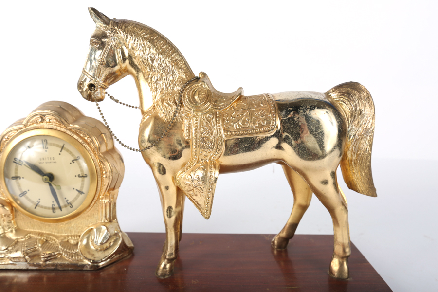 Vintage Brass United Horse Clock EBTH