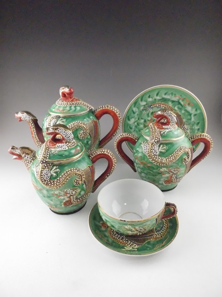 Satsuma Dragonware Moriage China Tea Set with Lithophane Cups EBTH