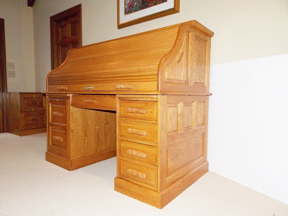 A Solid Oak Roll Top Computer Desk by "Winners Only Inc." EBTH