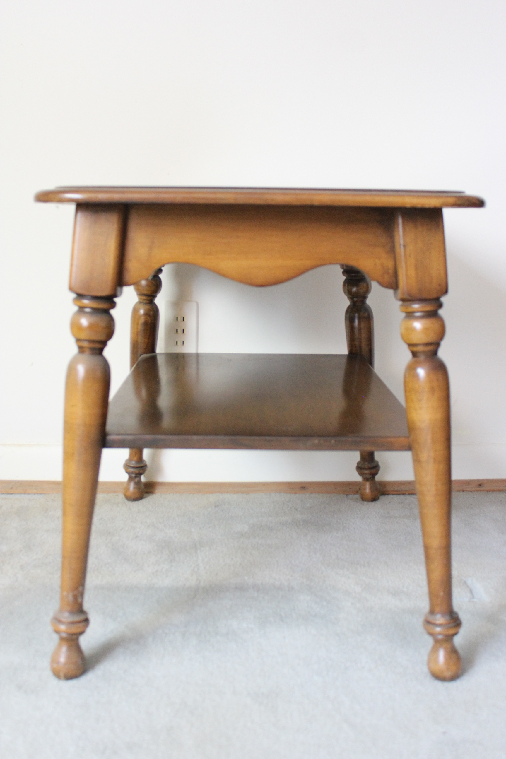 Wooden Maple End Table with Shelf EBTH