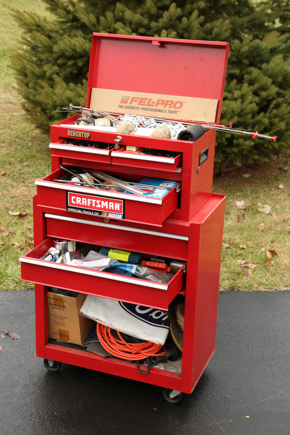 Red Benchtop Brand Tool Chest with Tools EBTH