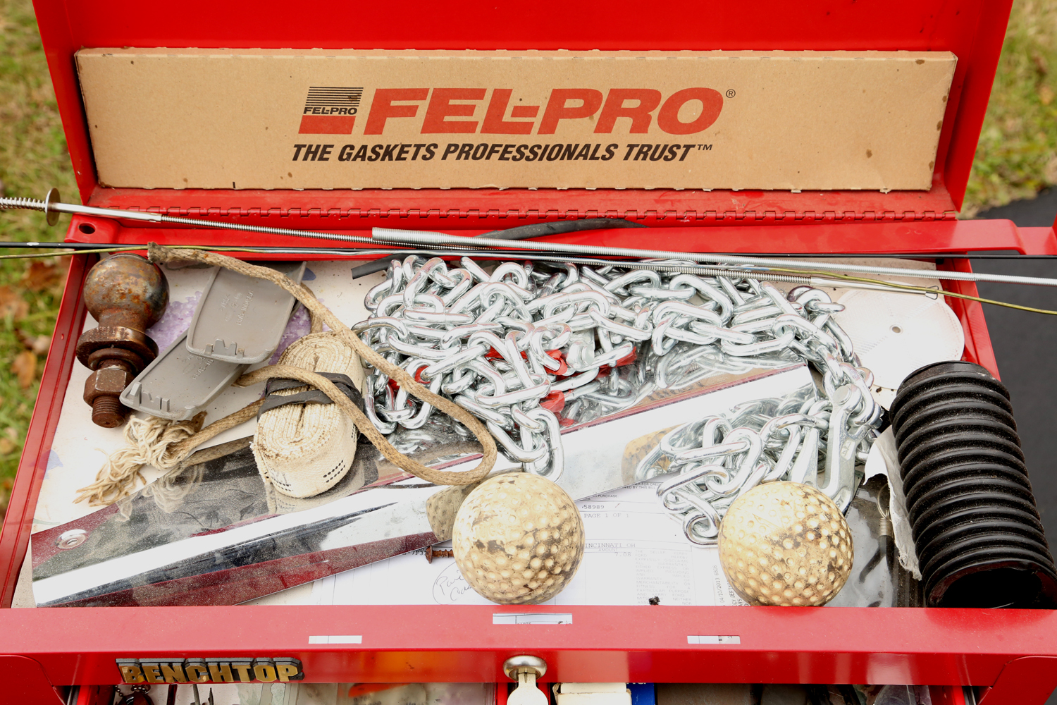 Red Benchtop Brand Tool Chest with Tools EBTH