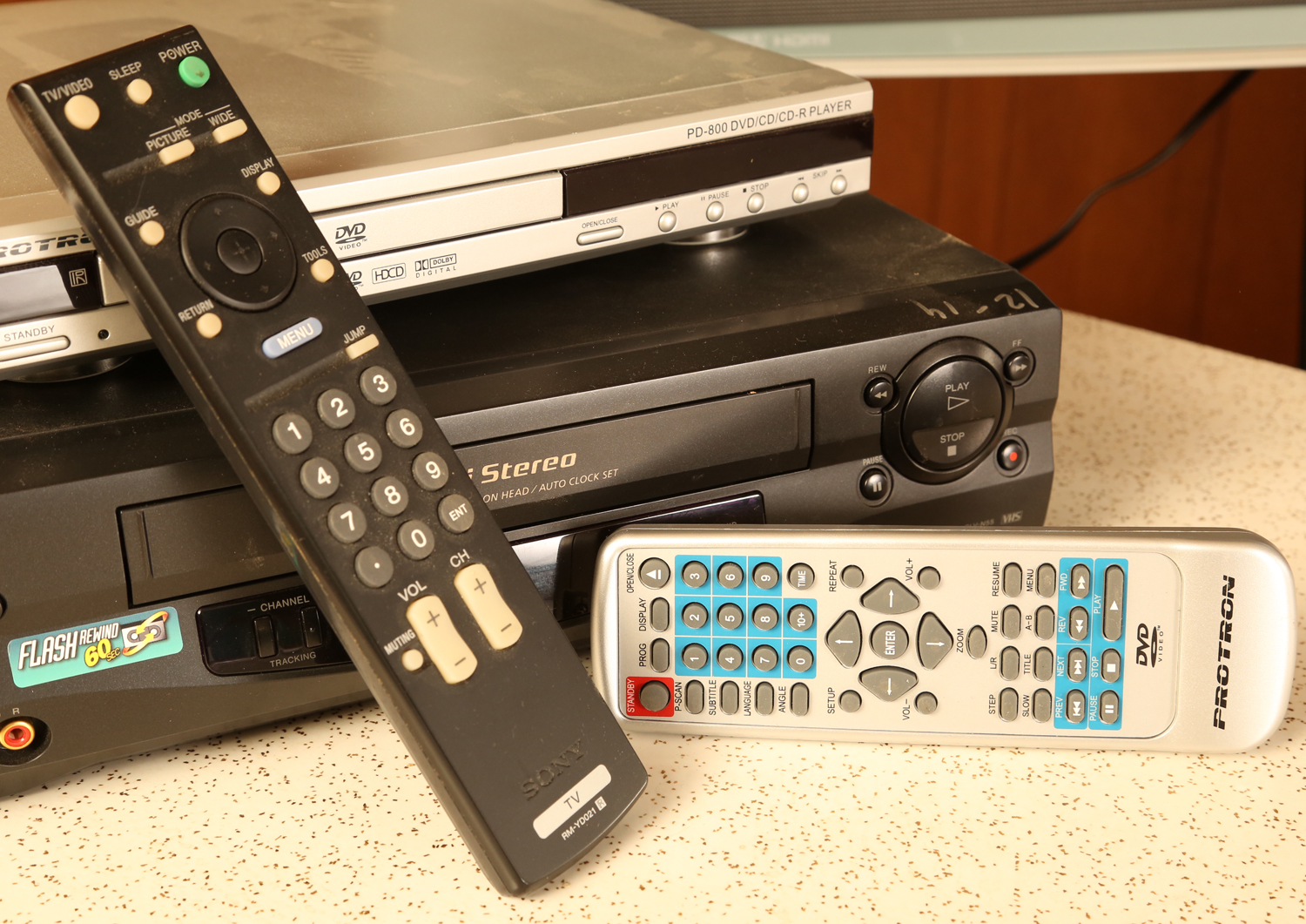 Sony Flat Screen HD TV and Protron DVD Player and Sony Cassette