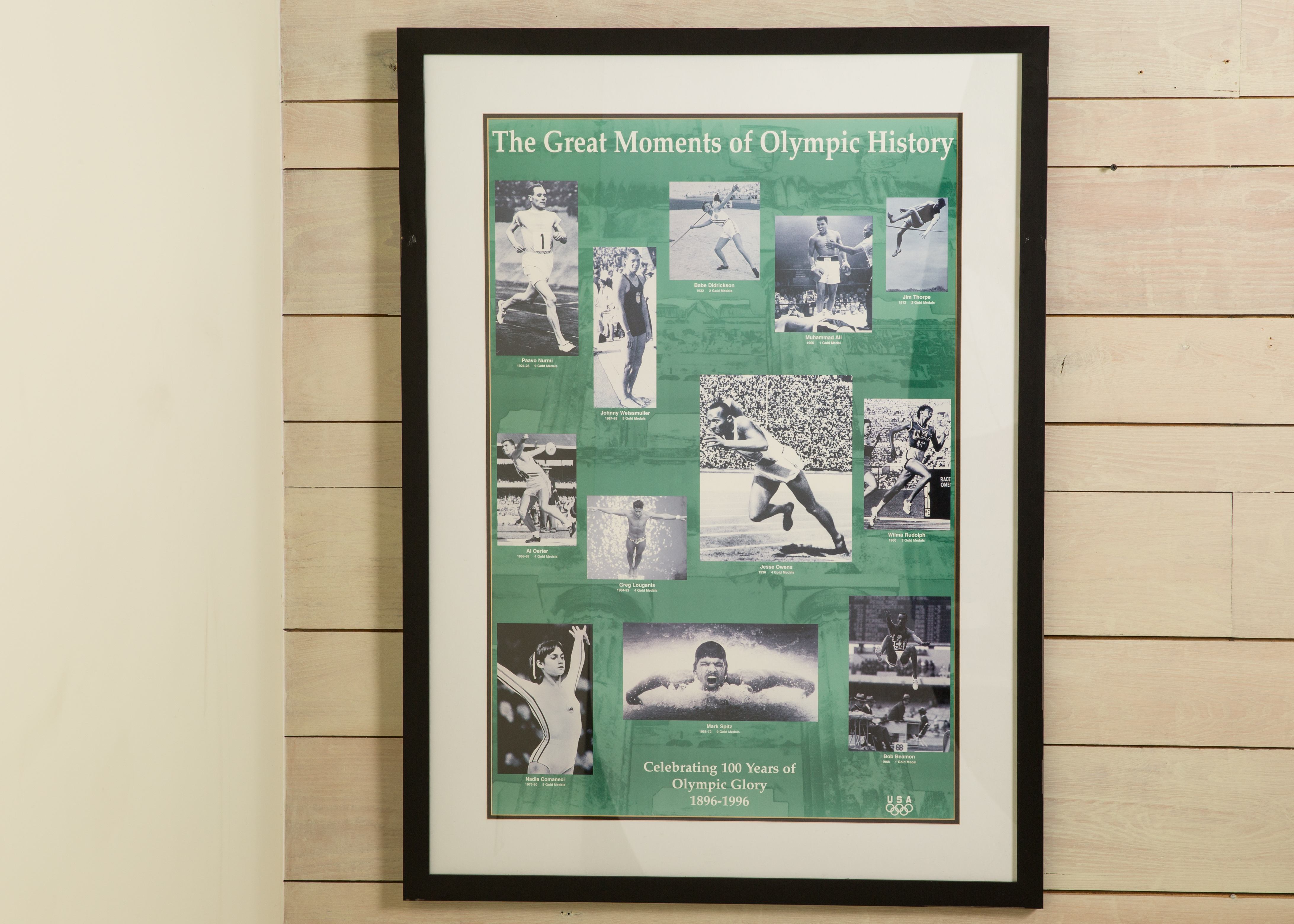 MARK SPITZ Ali++ GREAT MOMENTS OF OLYMPIC HISTORY 1896-1996 Poster JESSE OWENS