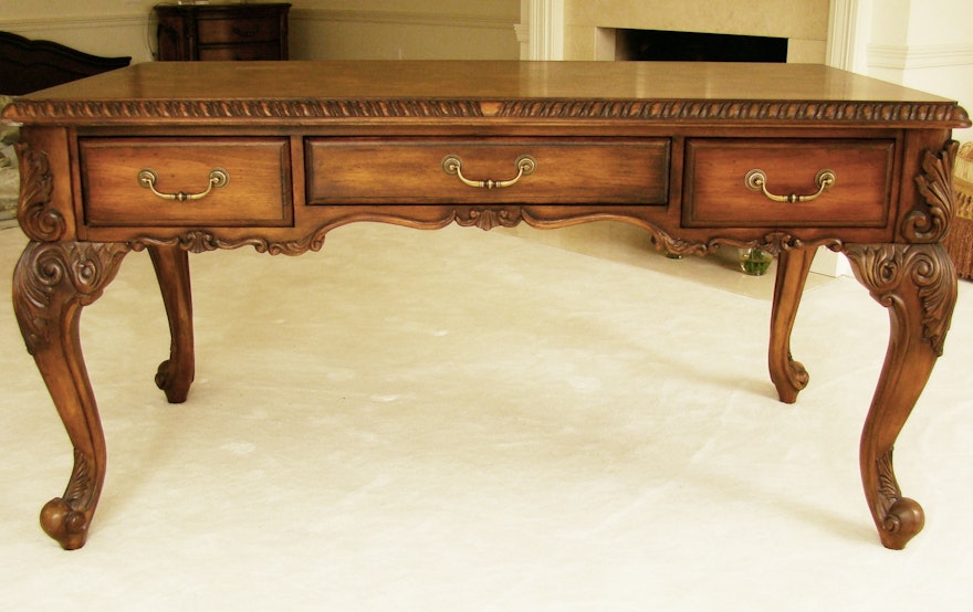 Queen Anne Style Ornate Writing Desk Ebth