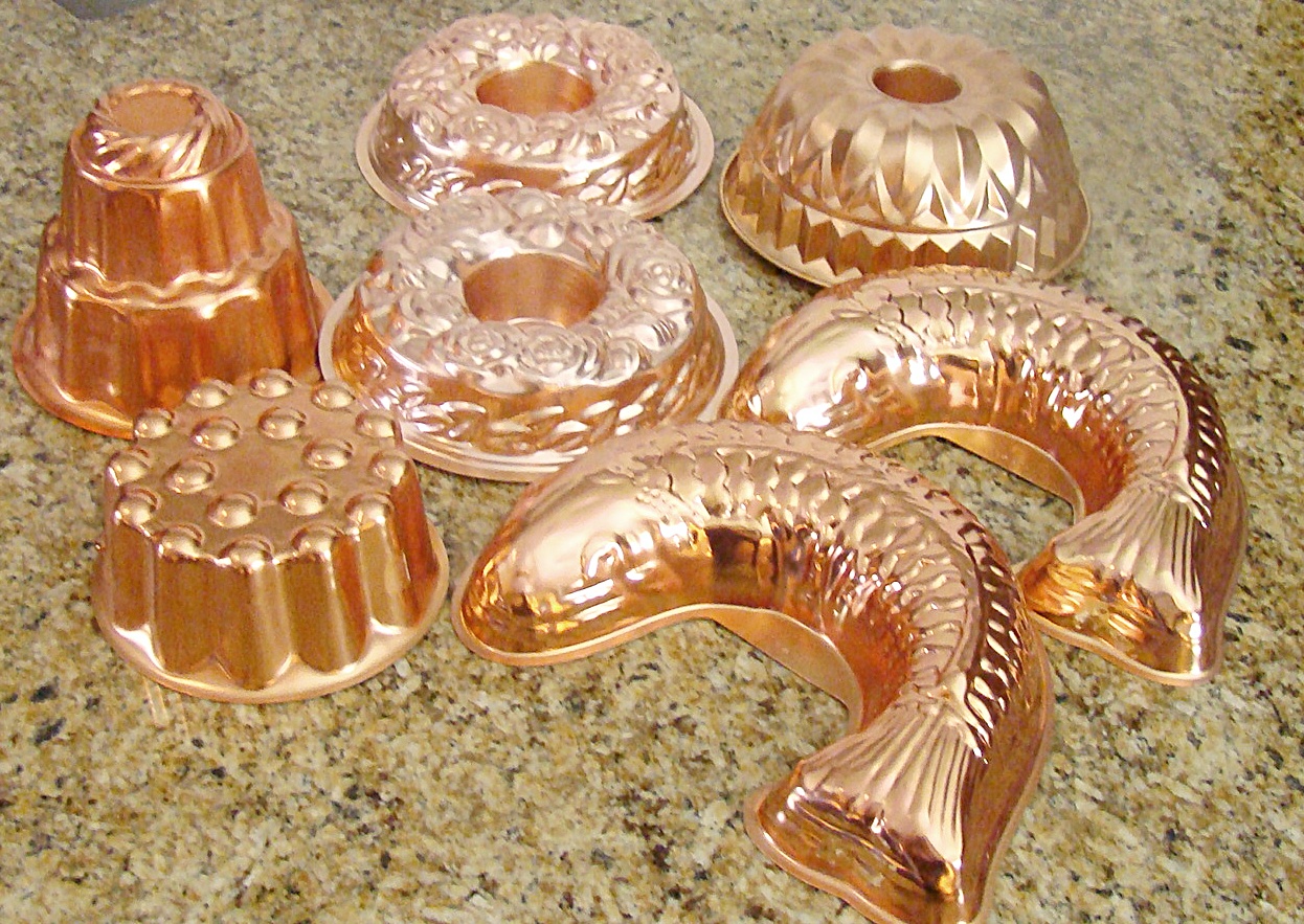 Seven Copper Toned Gelatin Molds EBTH