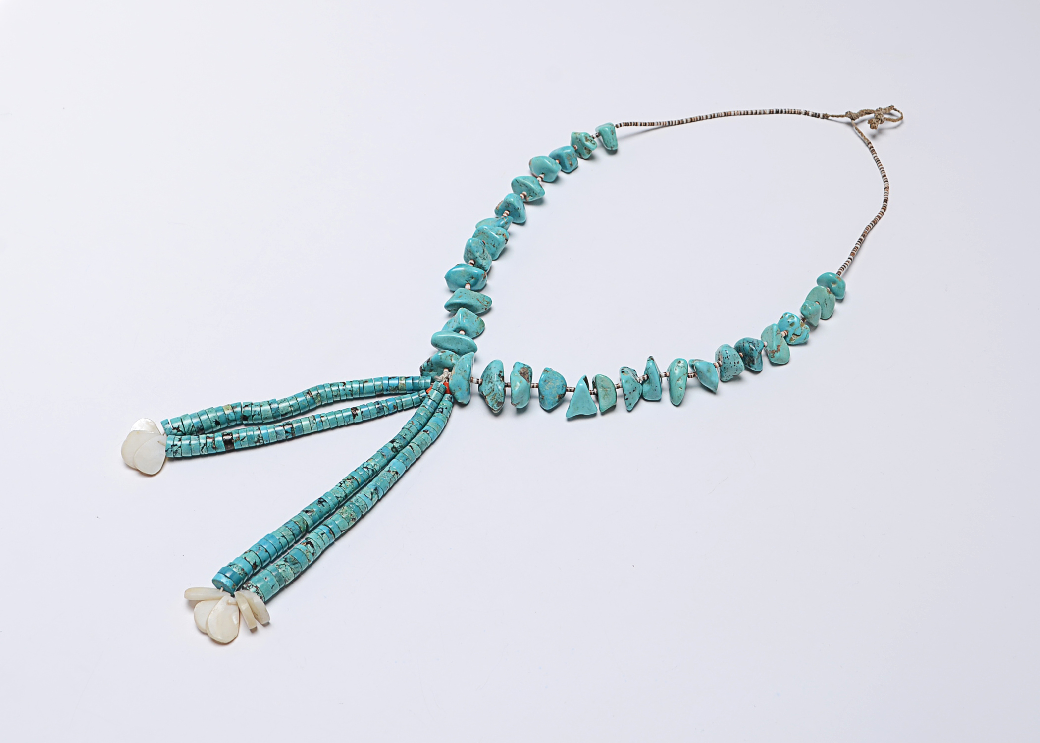 Native American Navajo Turquoise Coral And Shell Wedding Necklace