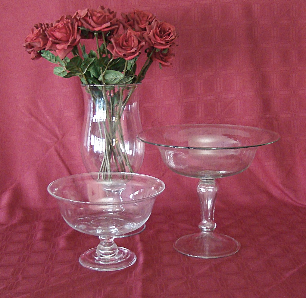 Large and Medium Crystal Compote Dishes w/ Large Glass Vase EBTH