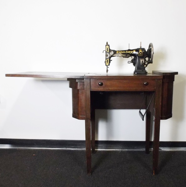 White Rotary Sewing Machine And Martha Washington Cabinet Ebth
