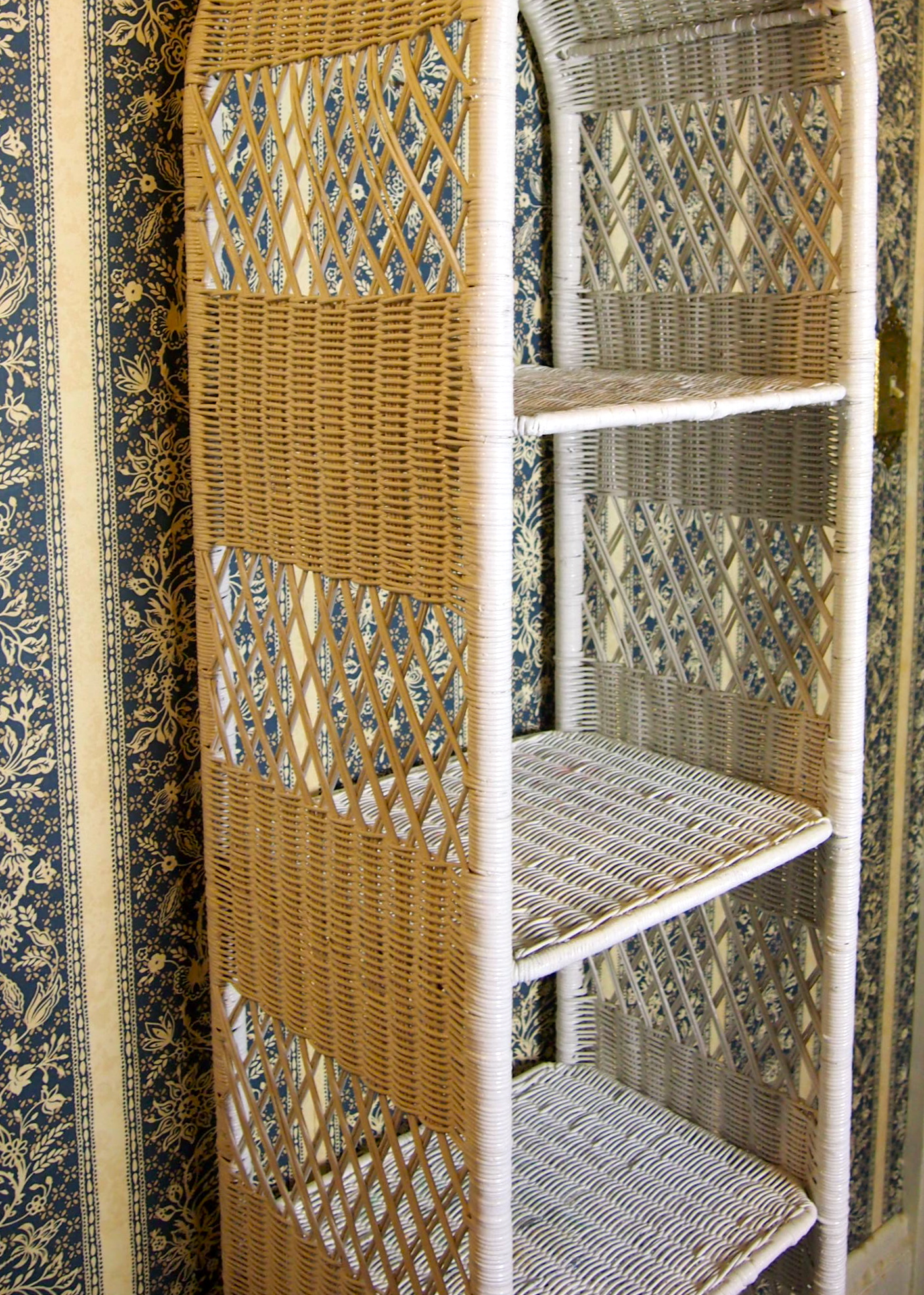 White Wicker Bookshelf Ebth