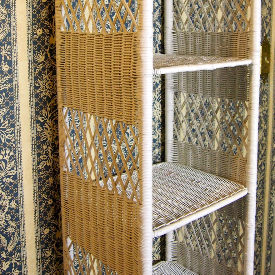 White Wicker Bookshelf Ebth