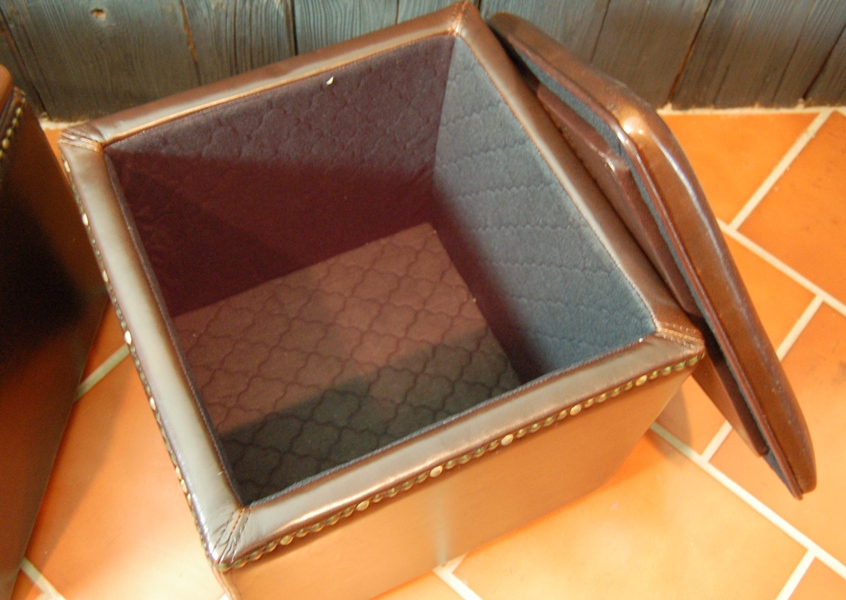 Pair of Contemporary Leather Storage Cubes EBTH