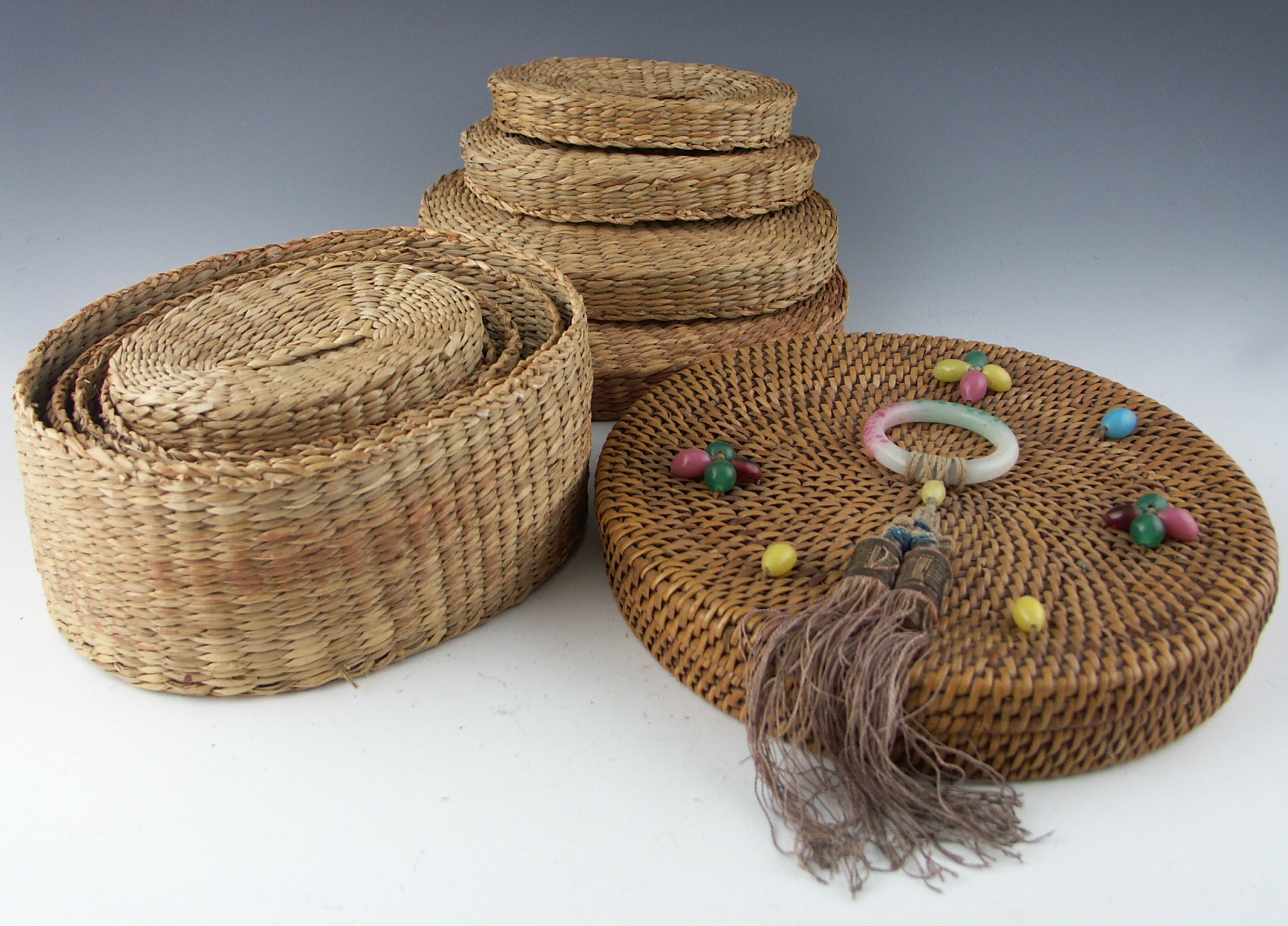 Vintage Chinese Sewing Basket and Nesting Baskets EBTH