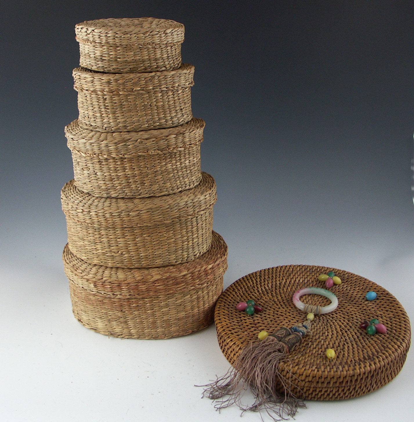 Vintage Chinese Sewing Basket and Nesting Baskets EBTH