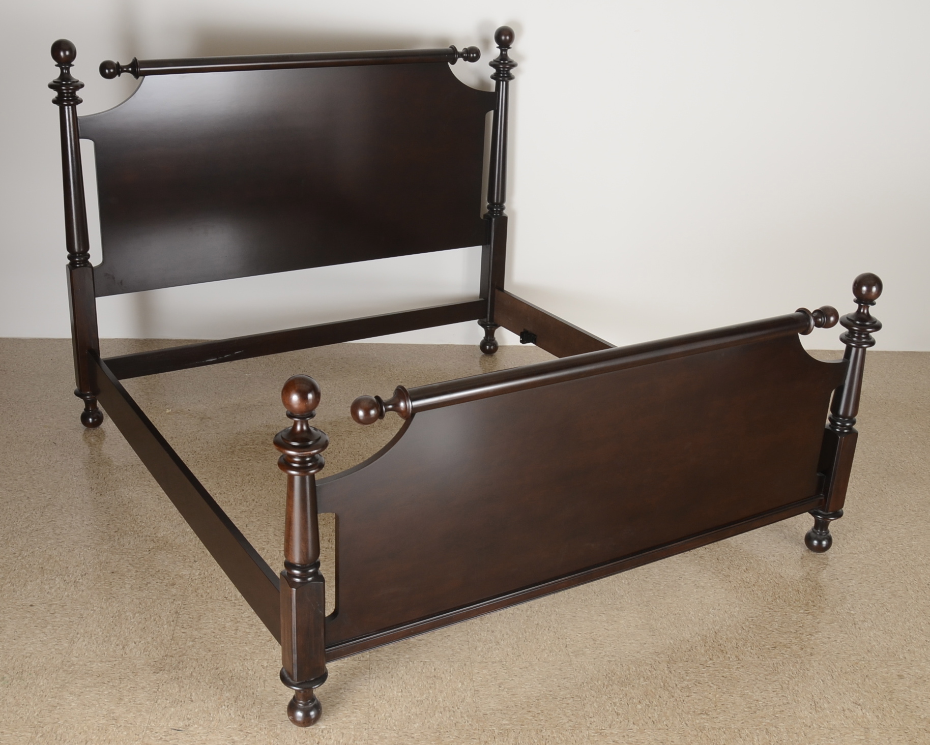 King Size Dark Brown Stained Wood Bed Frame EBTH