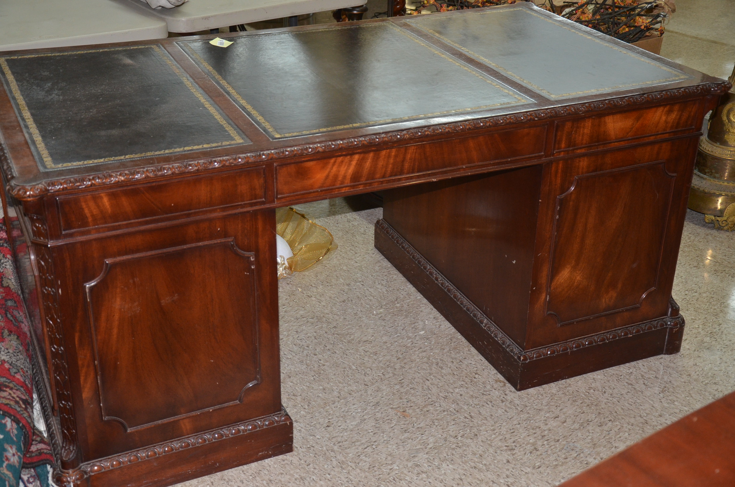 Mahogany Executive Desk with Leather Inlay EBTH