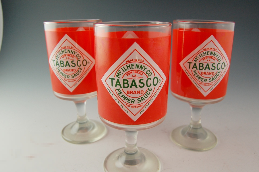 Three Tabasco Pepper Sauce Glasses EBTH