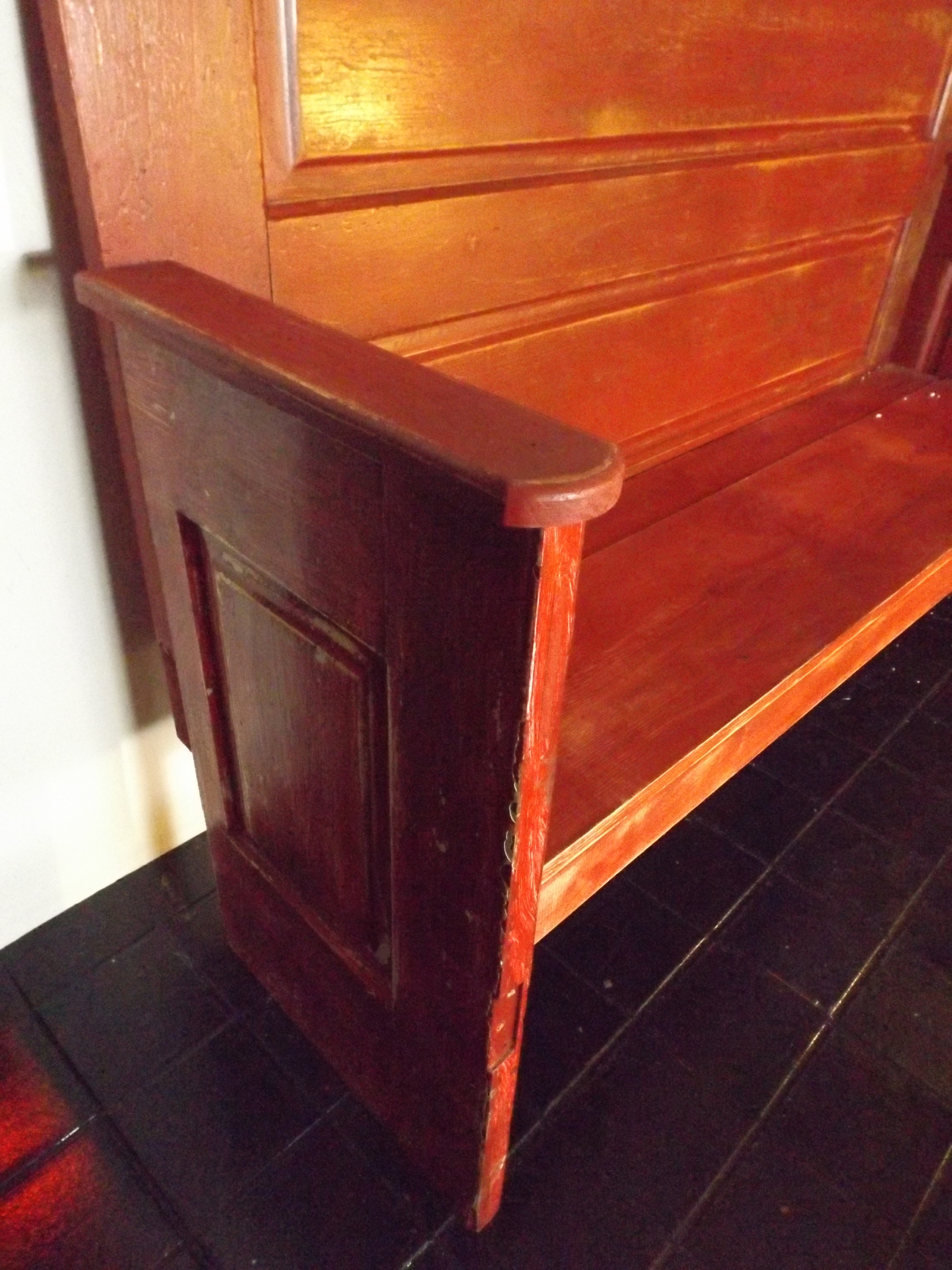 Red Painted Bench Made from Old Doors EBTH