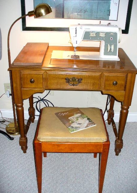 Singer "Stylist" Sewing Machine, Model 774, with Table, Bench and