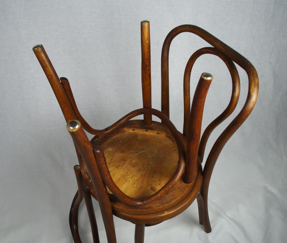 Two Antique Oak Bentwood Bistro Chairs EBTH
