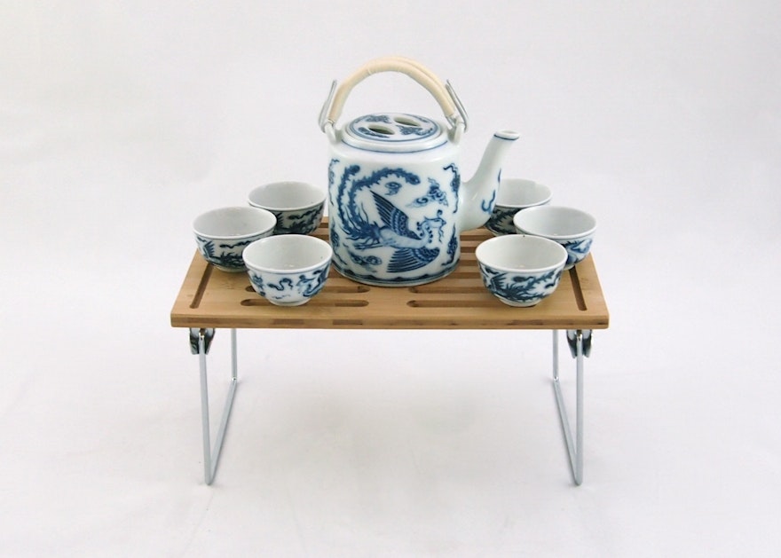 Japanese Saki Drink Set and Tray Table EBTH