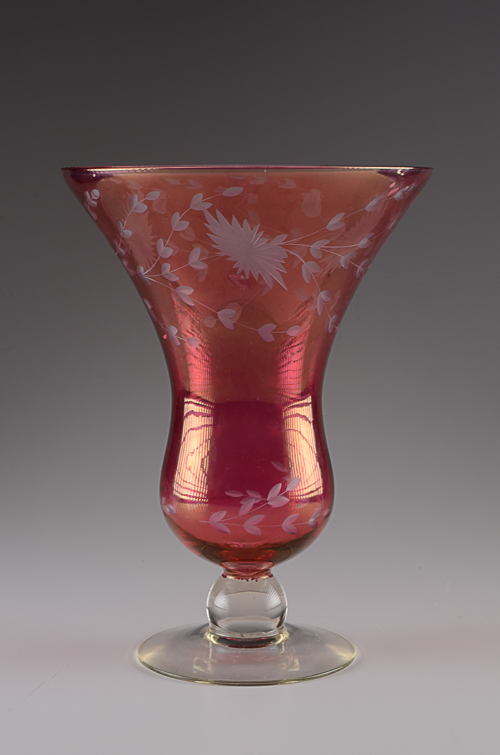 Large Cranberry Glass Vase EBTH