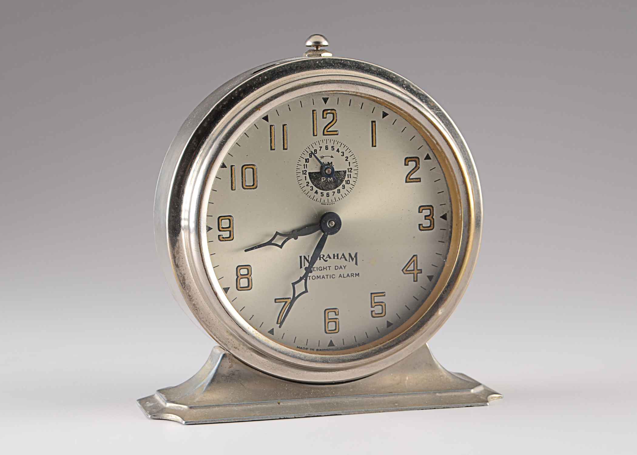 Vintage Ingraham Eight Day Automatic Alarm Clock EBTH