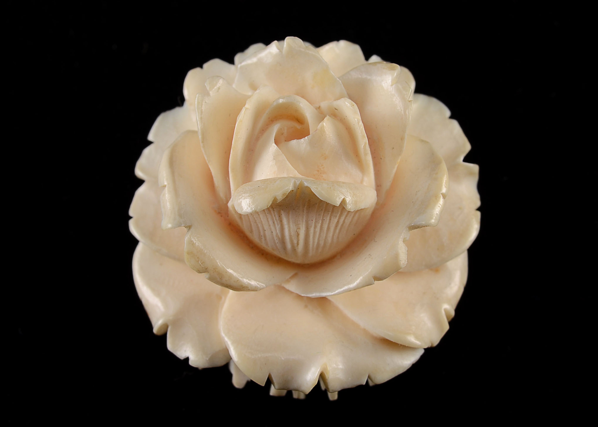 HandCarved Ivory Rose Brooch EBTH
