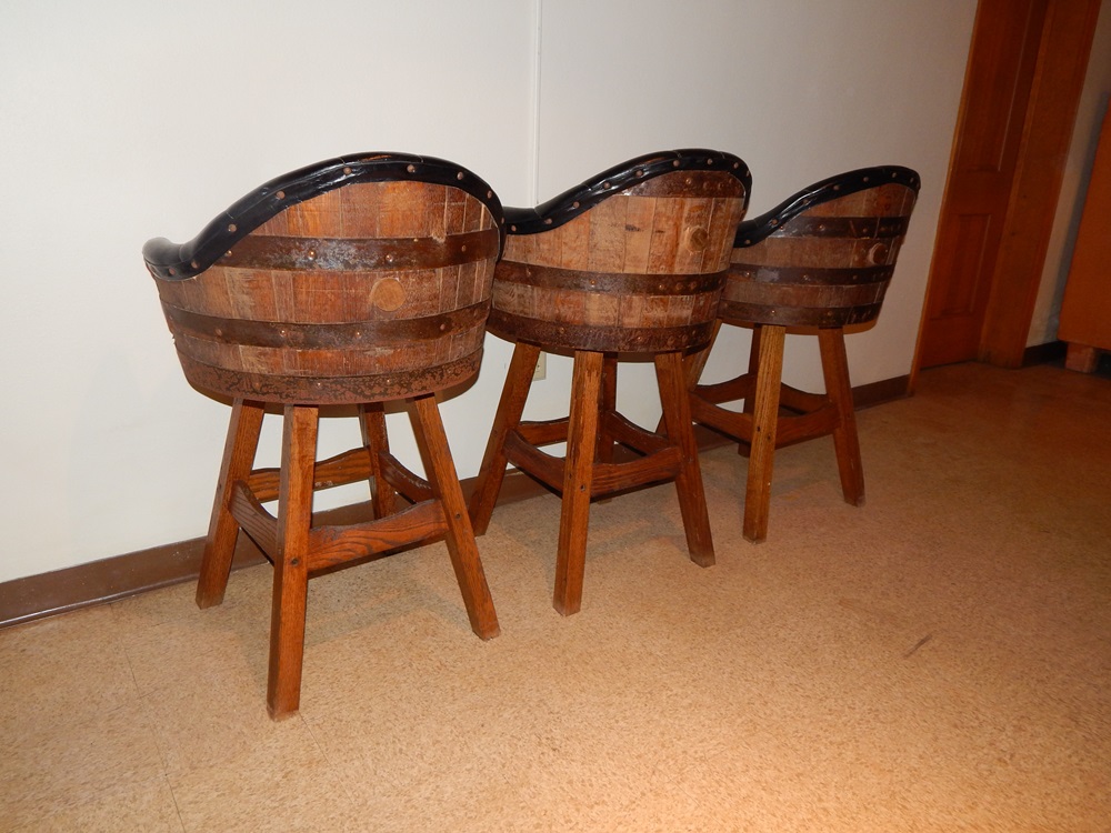 Trio of Whiskey Barrel Bar Stools EBTH