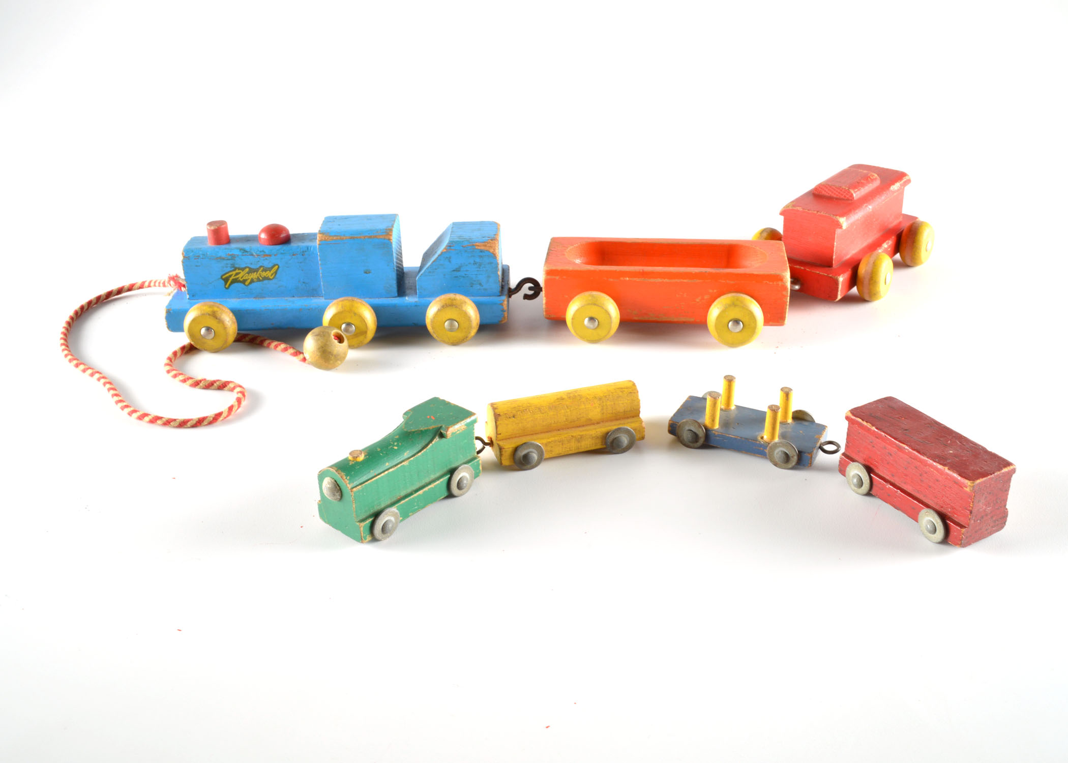Vintage Wooden Block Toy Train Lot EBTH