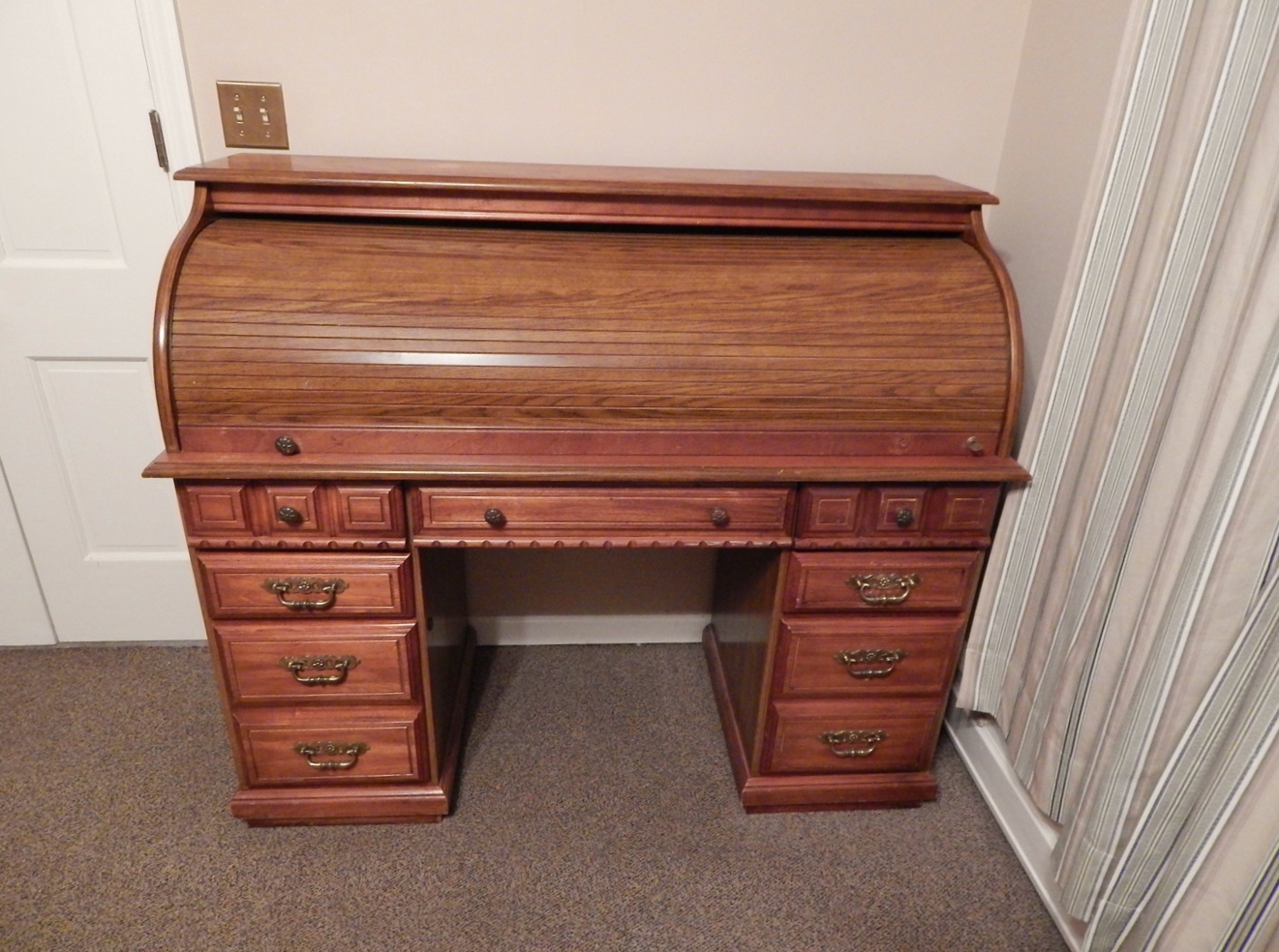 Solid Oak Roll Top Desk Ebth