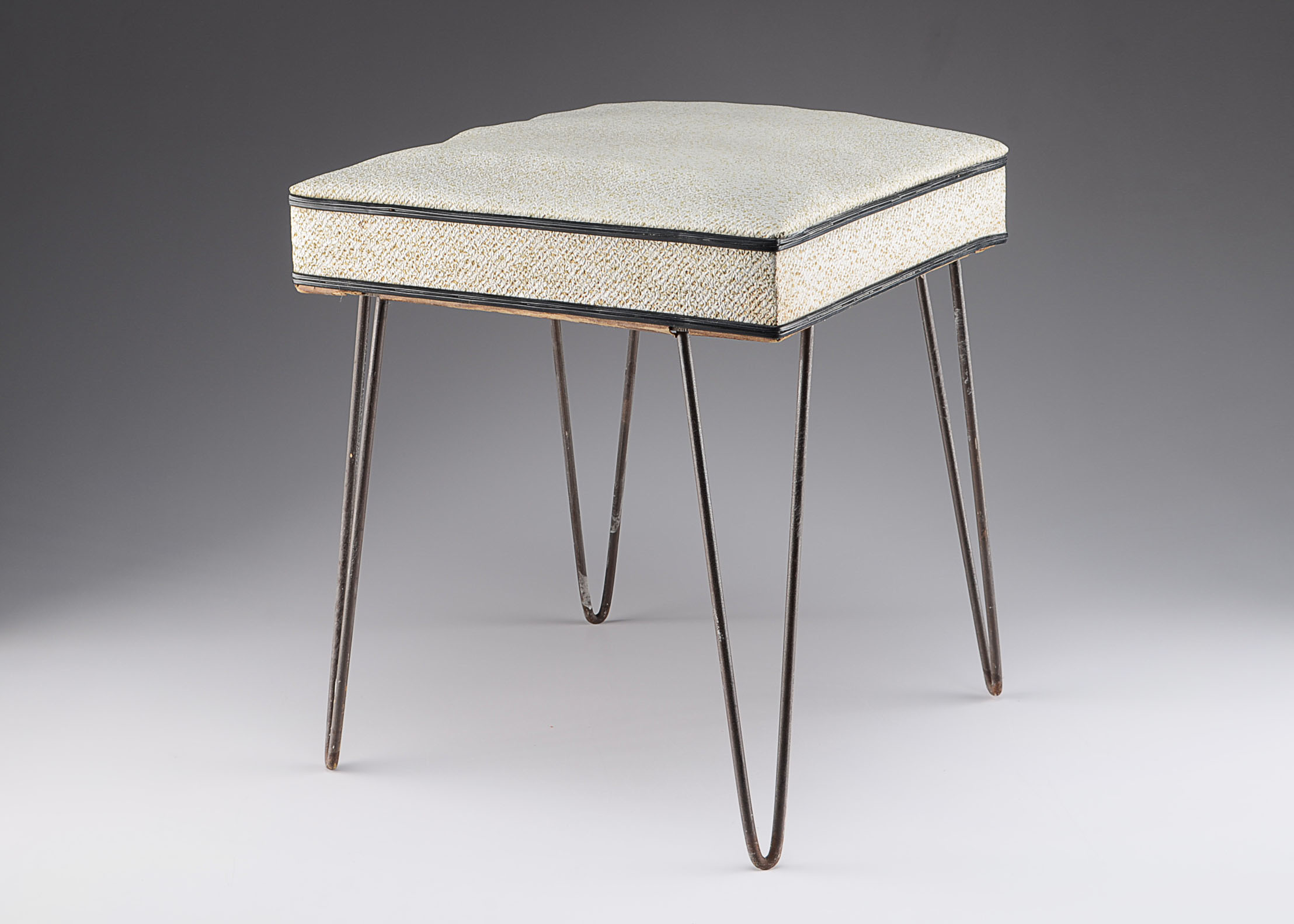 Mid Century Modern White Vinyl Footrest EBTH