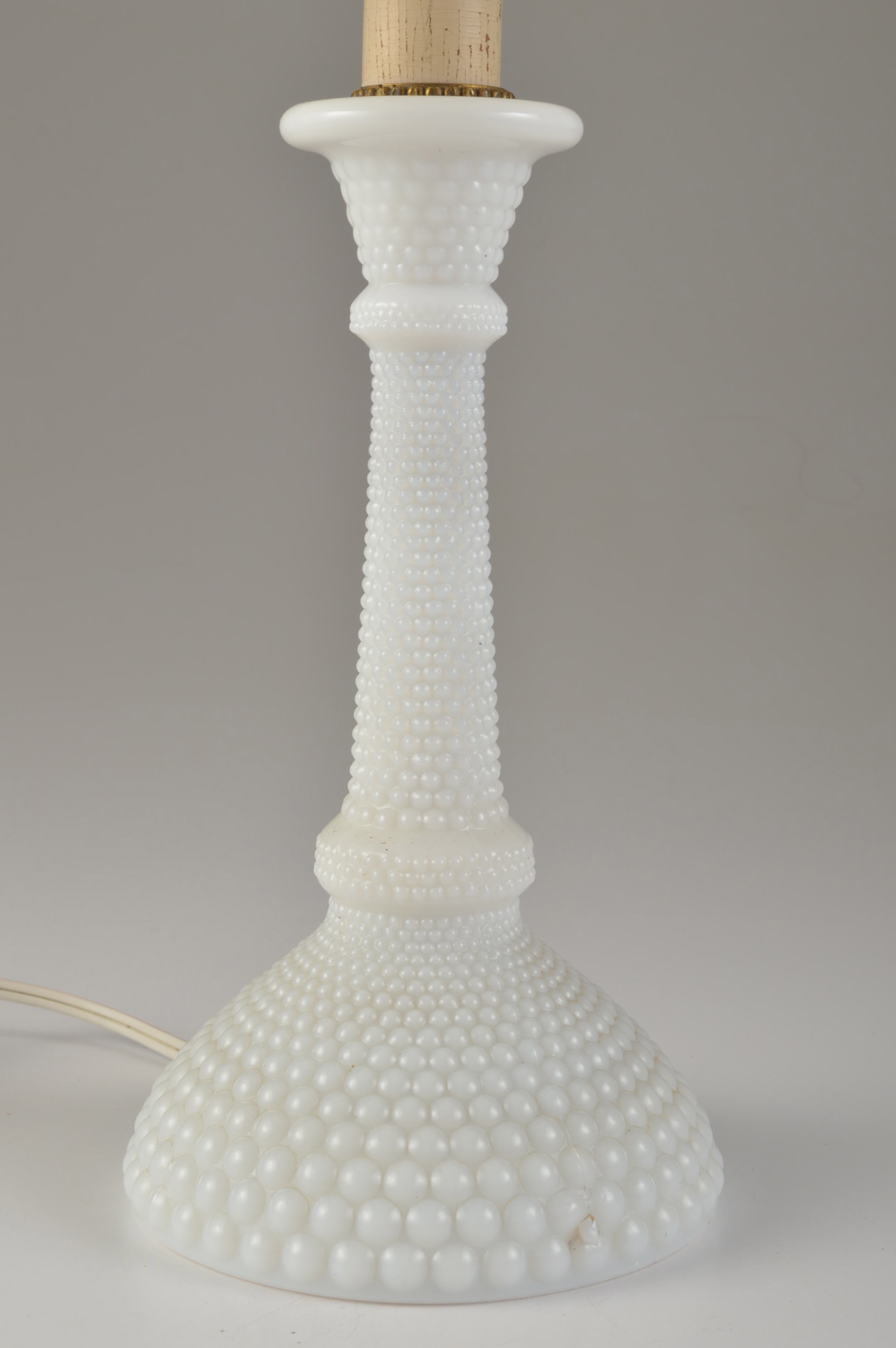 A Pair of Vintage Milk Glass Hobnail Candlestick Lamps EBTH