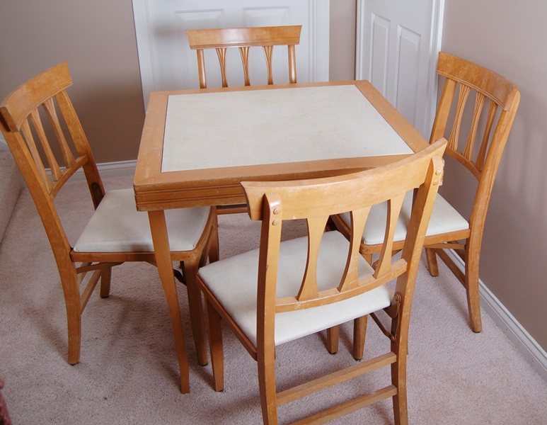 Vintage Card Table and Chairs by Louis Rastetter and Sons EBTH