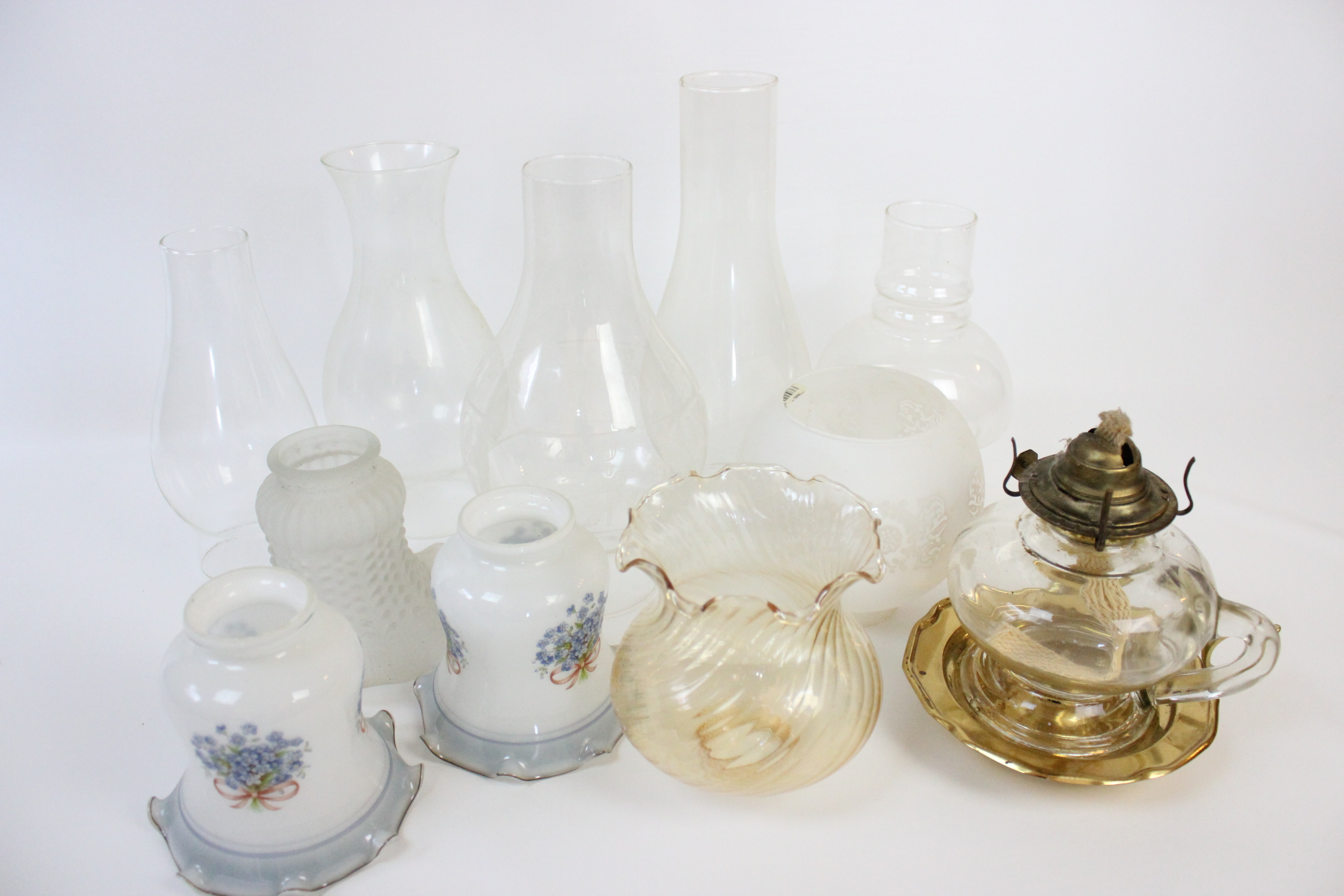 Collection of Glass Lamp Shades and Chimneys EBTH