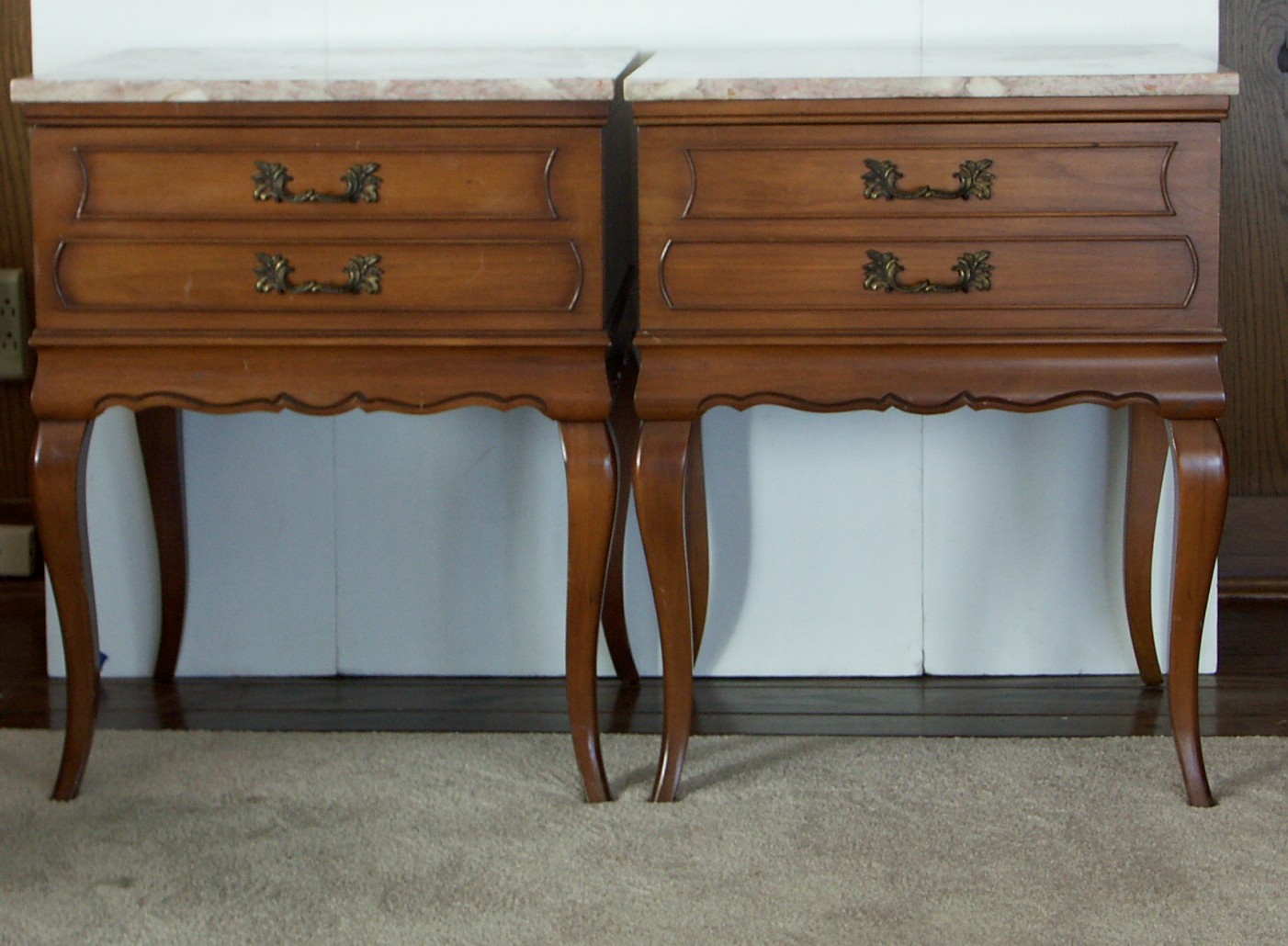 Two French Provincial Marble Top End Tables EBTH