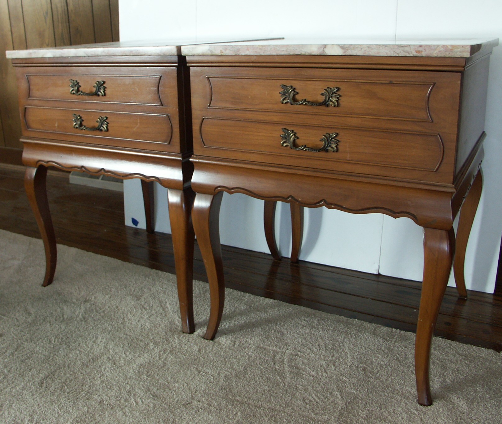 Two French Provincial Marble Top End Tables EBTH